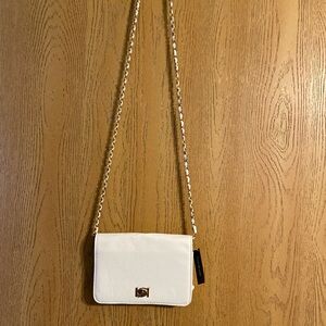 Bebe White Crossbody Bag with Gold Chain